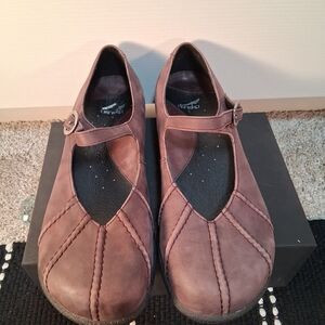 Dansko Giselle Mary Jane Women EU41/US10.5-11 Black Nubuck Leather Comfort Shoes